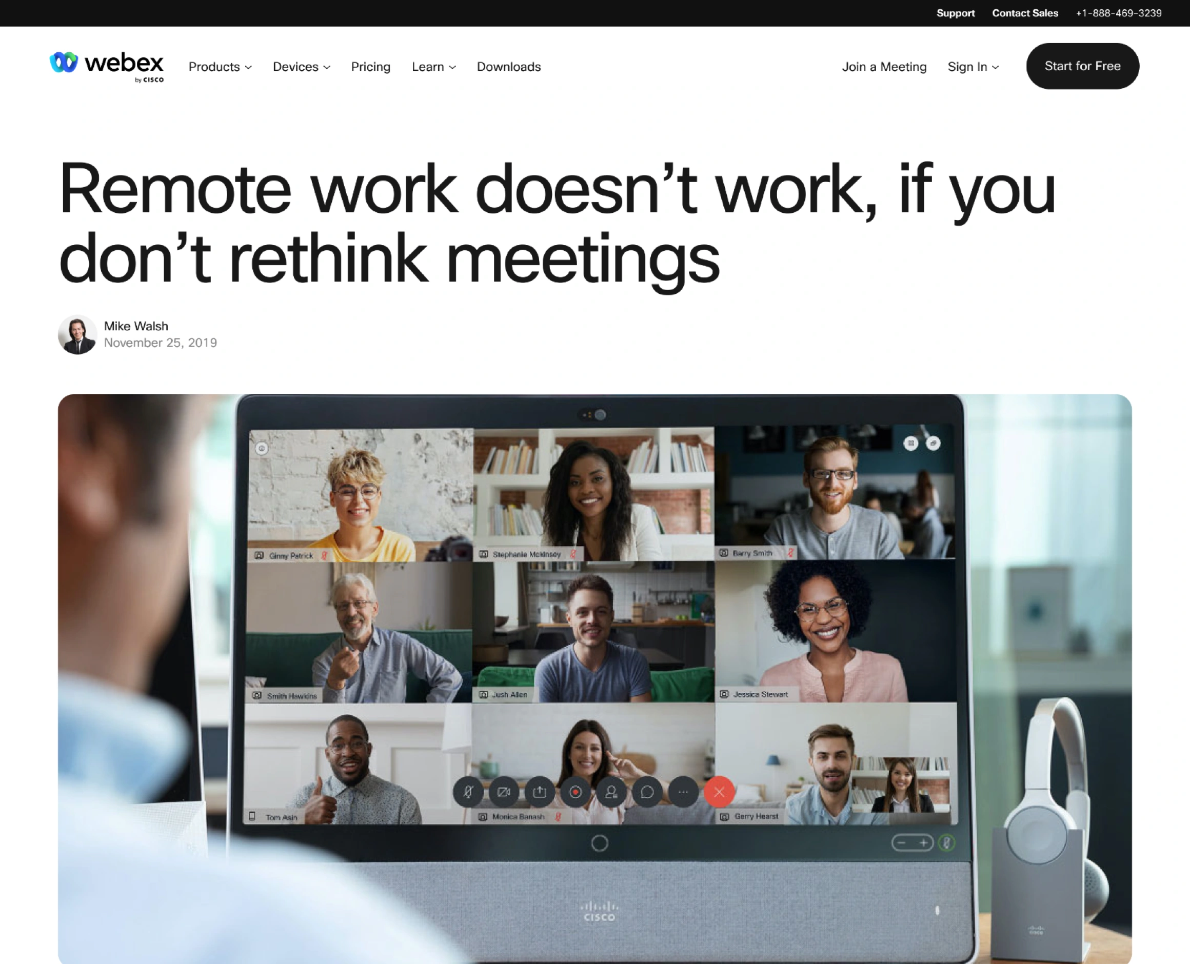 Cisco Webex website detailed view