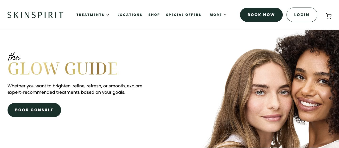 The Glow Guide landing page: a dedicated campaign destination, not just a homepage promotion.