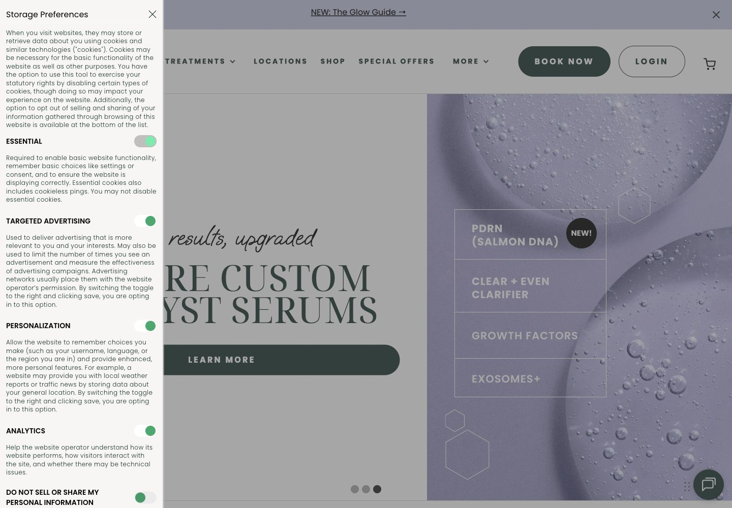 Osano consent preferences are integrated into the live site experience.