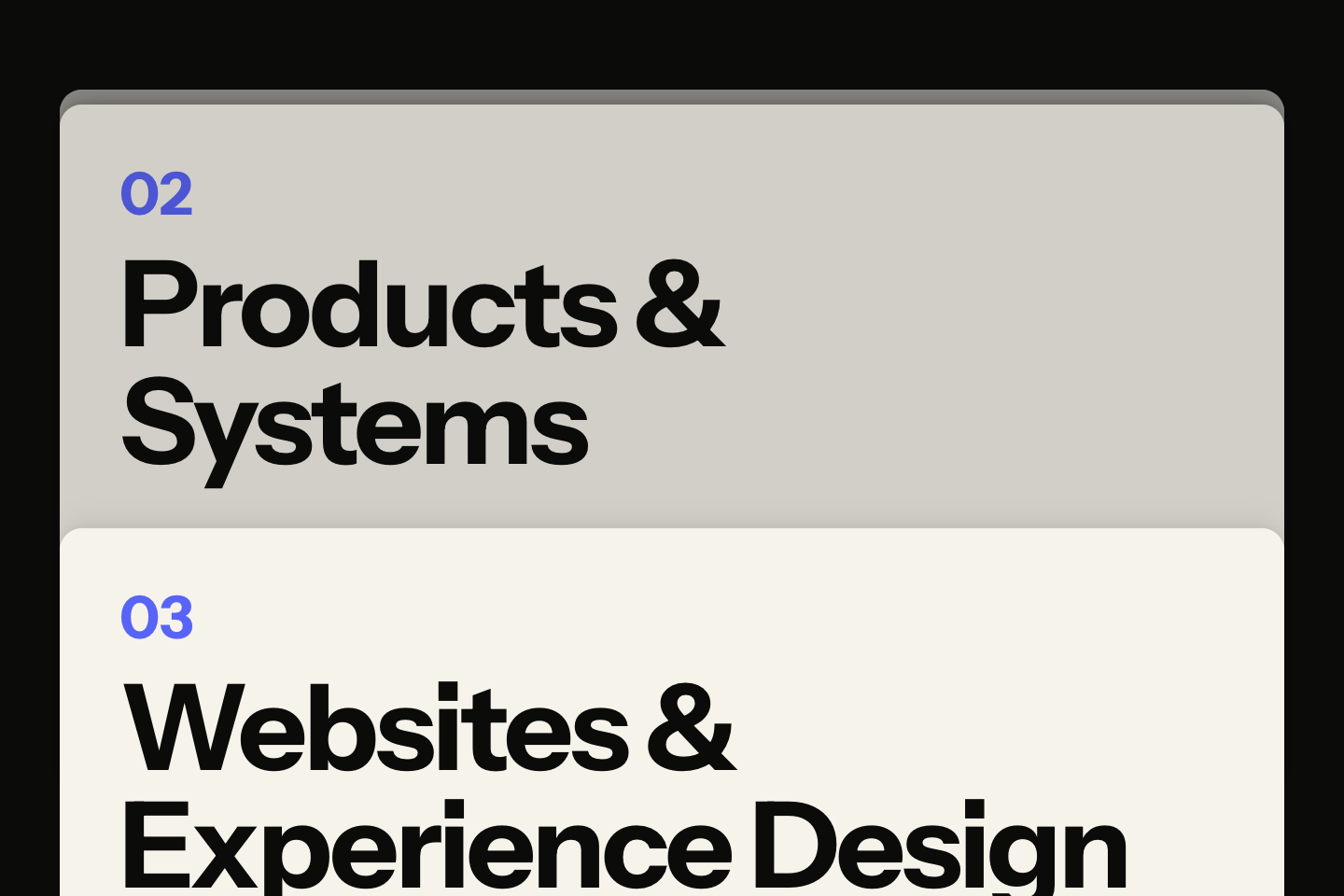 Stacked solution panels on the Superfactor website