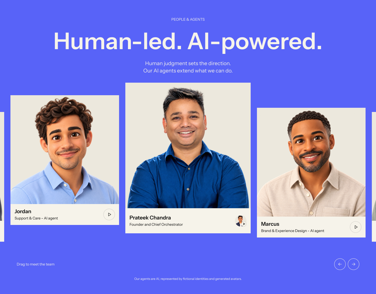 Prateek and the AI agents in the People and Agents gallery
