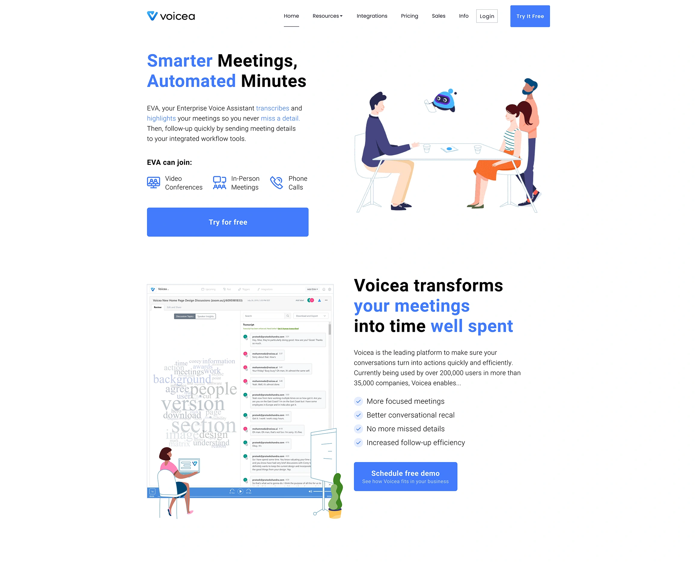 Voicea website detailed view